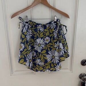 Aerie Floral Skirt with Blue and Green Pattern